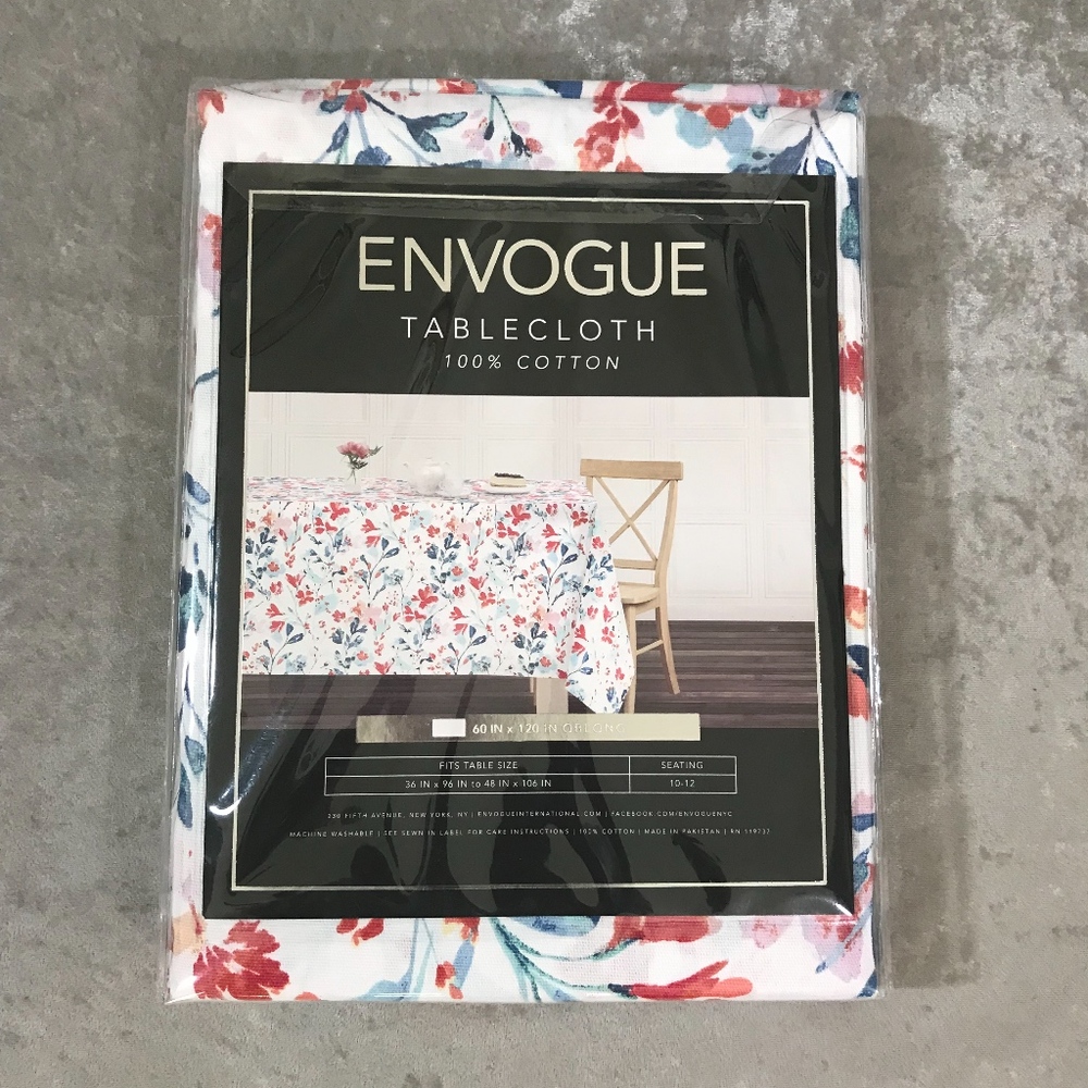 ENVOGUE FLORAL OBLONG 60 X 84 TABLECLOTH SEATS 6-8
